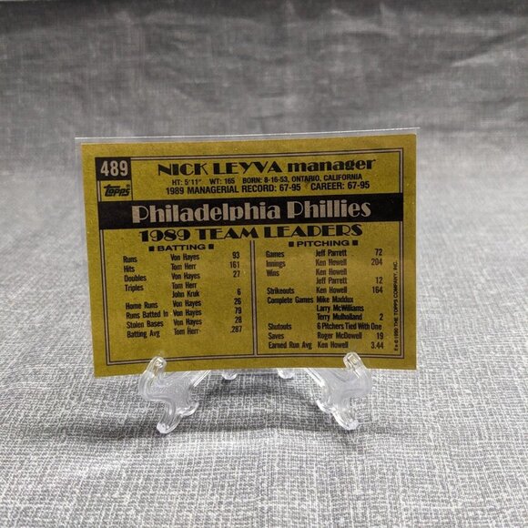 1990 Topps #489 Nick Leyva - Picture 2 of 2